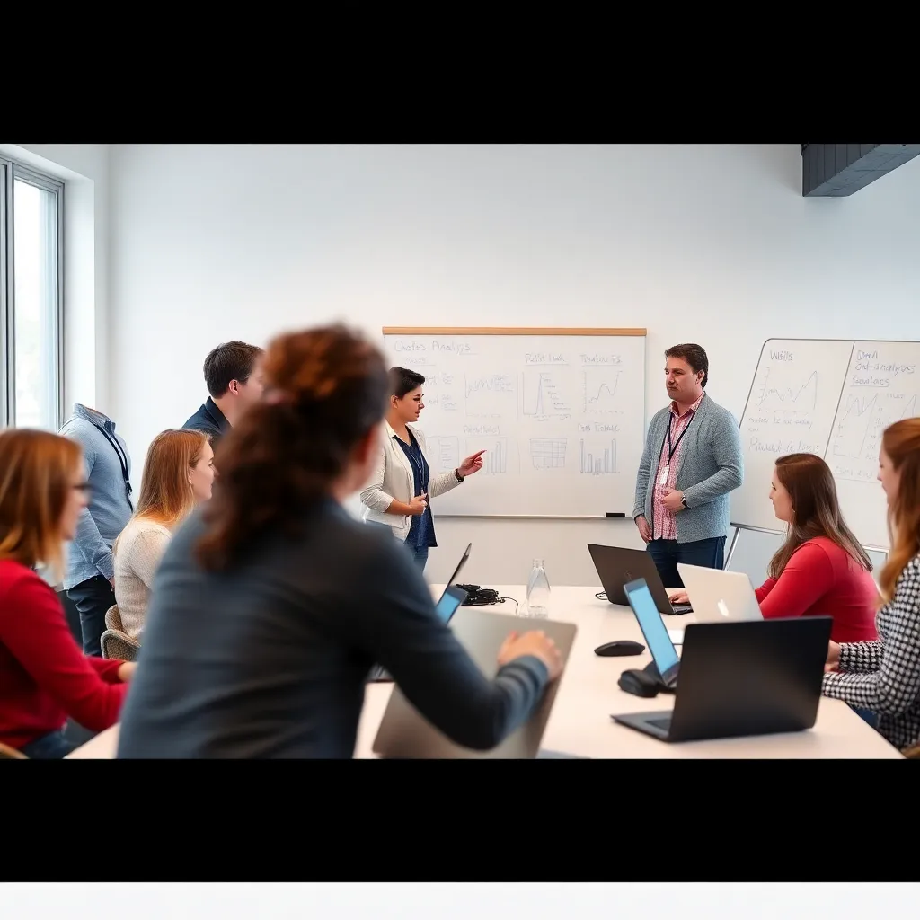 Groep professionals tijdens een data analyse workshop in Amsterdam