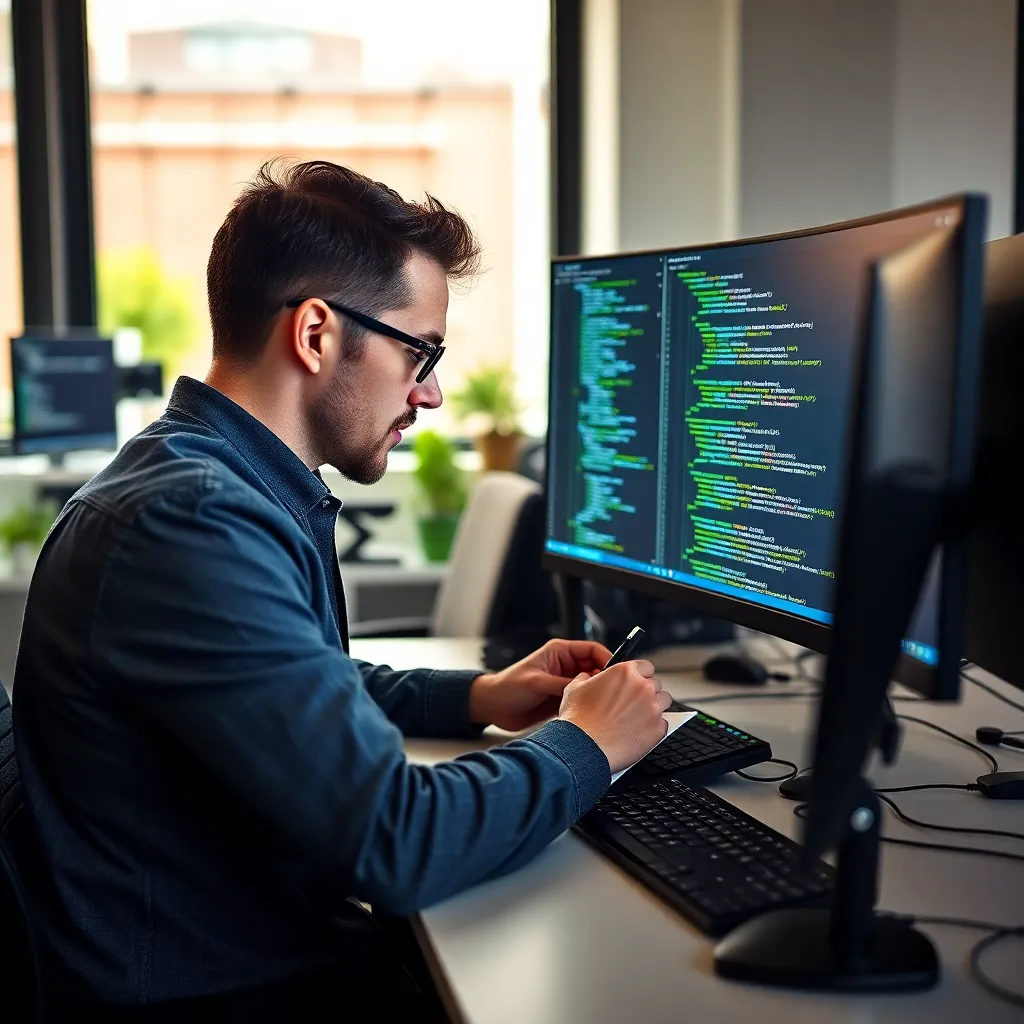 Professional die Python code schrijft voor data analyse projecten