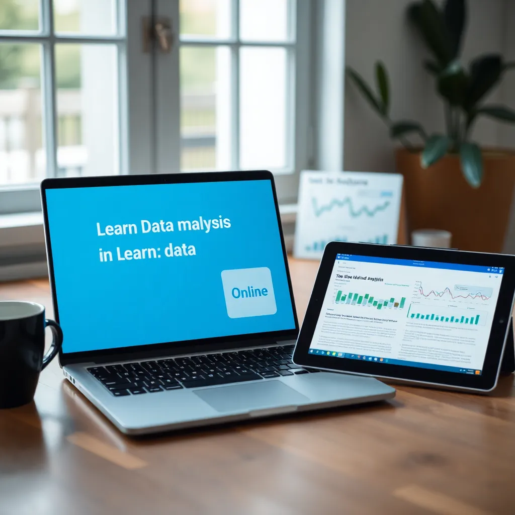 Online leerplatform voor data analyse op laptop en tablet
