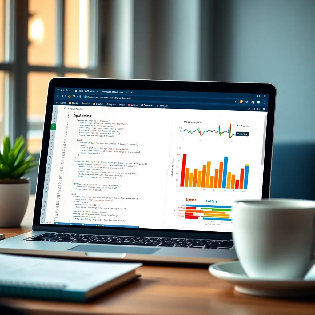Python code voor data analyse op laptop scherm met grafieken